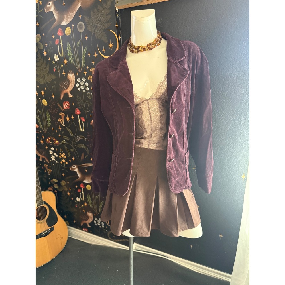 Venezia Womens Purple Corduroy Blazer Embroidered Jacket Plus Size 18/20 Boho